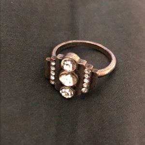 American Eagle Rhinestone Silver Metal Ring Size 8